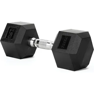 Trexo Hexagon Hanteln 12.5 kg Hex Kurzhanteln mit Durable Gummierte Gusseisen für Krafttraining mit Ergonomischen Verchromte Griff Gewichte Training Zuhause Hantel für Männer un Frauen