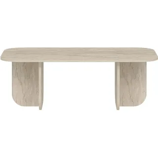 Modern Coffee Table, Travertine Color, 120 x 60 x 41.4 cm | 100% Melamine Coated Particle Board, 18 mm Thick | Elegant Solid Beige Design for Stylish Living Spaces