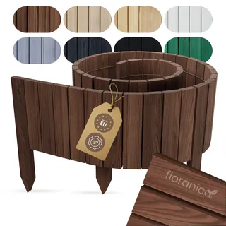 Floranica Beetumrandung Beeteinfassung 30 x 200 cm Braun Rasenkante Holz Gartenzaun Holzzaun flexibler Rollborder - Braun