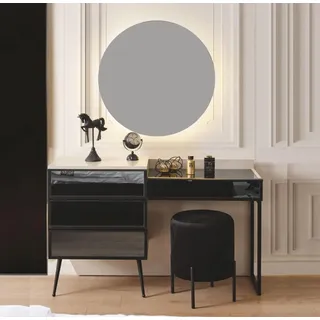 Schlafzimmer Set modern schwarz Glass Schminktisch mit Spiegel neu Möbel - Schwarz