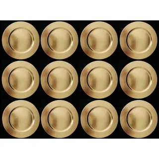 12 Tischsets Kreisförmig Gold 33CM Weihnachten Deko Tisch