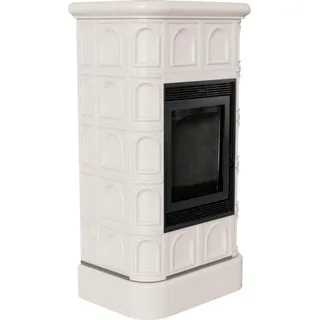 Kratki Kamineinsatz Blanka Stahl Creme/Abdeckplatte Kachel Schwarz