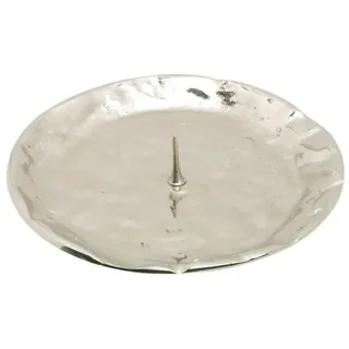 Nklaus Kerzenteller mit Dorn Ø 9cm Messing vernickelt glänzend Kerzenuntersetzer Teller 10589