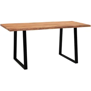 Mid.you Schreibtisch , Akaziefarben, Schwarz , Holz , Akazie , massiv , rechteckig , Kufe , 80x76x140 cm , Holzmöbel, Holztische, Schreibtische Holz, Schreibtische Holz