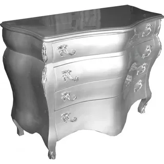 Casa Padrino Barock Kommode Silber 120 x 56 x 92 cm - Handgefertigte Luxus Kommode im Antik Stil - Silber