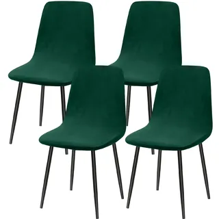 Alishomtll Stretch Samt Stuhlhussen 4er/6er Set Velvet Stuhlbezug Universal für Eames Chair Esszimmerstühle Bezug Abnehmbare Waschbarer Stühle Schutz für Küche Bankett Hochzeit Party (Grün, 4pcs)