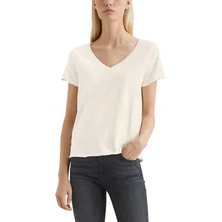 Marc O'Polo Denim Damen T-Shirt aus Bio-Baumwolle mit V-Ausschnitt, Weiß (Scandinavian White), XXL