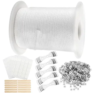 YYWEi Kerzendochte für Kerzen 70M Kerzen Dochten Baumwolle Kerzendochthalter Dochte für Kerzen für DIY Kerzenherstellung(mit Dochthalter, Aufkleber)