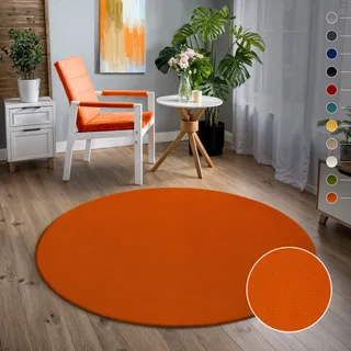 Sanat Uni Kurzflorteppich Ø 80 cm 13 mm Orange