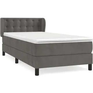 vidaXL Boxspringbett mit Matratze Dunkelgrau 100x200 cm Samt - Grau