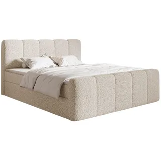 Selsey Boxbett Cloudy II mit Bettkästen und Topper Bouclé Hellbeige, 160x200 cm , Textil , Höhe ca. 20 cm , 160x200 cm , Schlafzimmer, Betten, Boxspringbetten