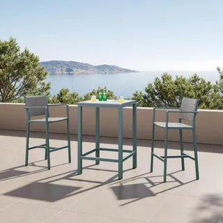 Bartischset ‘Avise’ 3-tlg. Set aus einem Bartisch und 2 Barstühlen Aluminium Anthrazit / Dunkelgrau - Dunkelgrau