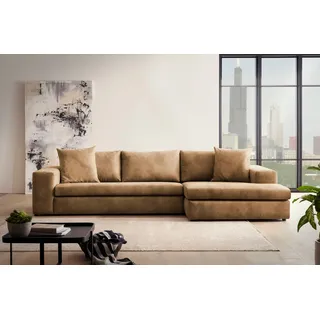 Home affaire Ecksofa »SLEETLAND XXL in Samtvelours oder Vintage-Leder-Optik, L-Form,« besonders groß und bequem, braun