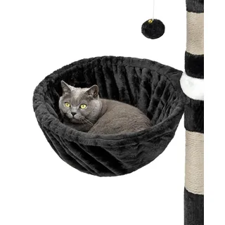 lionto Liegemulde aus weichem Plüsch für Kratzbaum, Ø 40 cm, 25 cm Tiefe, kuschelige Schlafmulde für jeden Katzenbaum mit M8-Gewinde, Stabiler Metallrahmen für kleine und große Katzen, schwarz