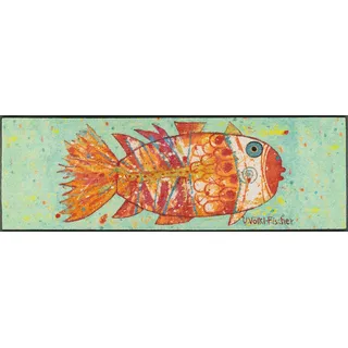 Wash+Dry Fußmatte, Funky Fish 60x180 cm, innen und außen, waschbar