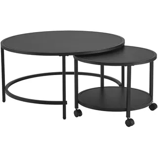 [en.casa] Couchtisch Værøy im 2er Set Beistelltisch rund Sofatisch 40 x 80 cm , Wohnzimmer, Wohnzimmertische, Couchtische