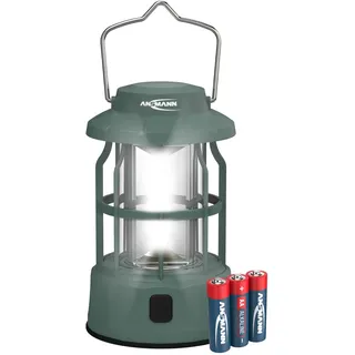 Ansmann LED Campinglampe, wiederaufladbare Outdoor Laterne mit drei Leuchtmodi inkl. 3x AA Batterien, robust kompakt hell leicht, batteriebetrieben und langlebig, ideal fürs campen und zelten