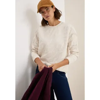Sweatshirt CECIL, Damen, Gr. XXL (46), beige (light beige), Sweatware, Obermaterial: 85% Polyester, 13% Viskose, 2% Elasthan, Strukturmuster, unifarben, regular fit normal, Rundhals, elastischer Bund, Sweatshirts Sweatshirt, mit Zebra Strukturmuster