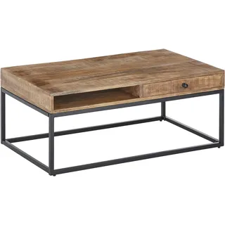 Stolkom Couchtisch »ALISON« Massivholz mit Schublade, Tisch im Industrial Style, braun