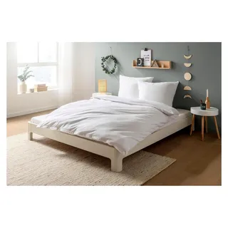 Biber Bettwäsche 155x220cm Weiß - 100% Baumwolle - 2-teiliges Set für Kissen und Decke | Flanell Bettwäsche 155x220 für den Winter | Biber Bettbezug | Kuschelige Winterbettwäsche - Weiß