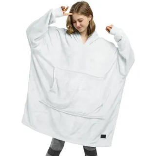 Catalonia Classy Übergroße Fleece Hoodie Decke Grau, Warme Großes Kapuzendecke Tragbare Decke zum Anziehen, Flauschige Kapuzenpulli Decke mit Ärmeln und Kapuze als Geschenkidee für Damen und Herren