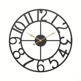 Oniissy Wanduhr für den Außenbereich, Vintage-Stil, offenes Zifferblatt, Schiefer-Effekt, wasserdicht und wetterfest, große Gartenuhr für drinnen oder draußen, dekorativ (D)