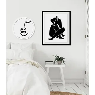 Bild QUEENCE "Anna", schwarz (farbe rahmen: schwarz, farbe bild(er): schwarz), B:40cm H:50cm, Acrylglas, Holz, Papier, Bilder, Bild, HD Premium Poster-Druck inkl. Holzrahmen