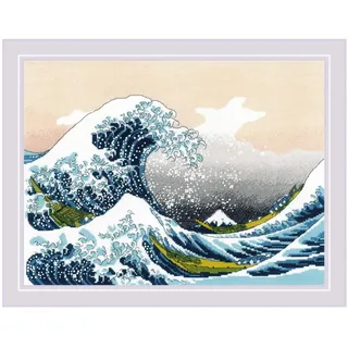 Riolis Kreuzstich Stickpackung "Die große Welle vor Kanagawa nach K. Hokusai", Zählmuster, 40x30cm