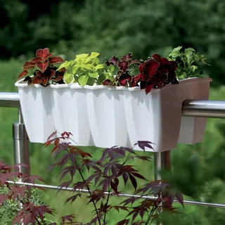 Blumenkasten WEIß 18l Balkonkasten Blumentopf Geländer Topf Groß