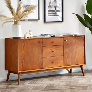 Julian Bowen Lowry großes Sideboard, Holz, Kirschesche, 76 x 150 x 45 cm, Cherry Ash