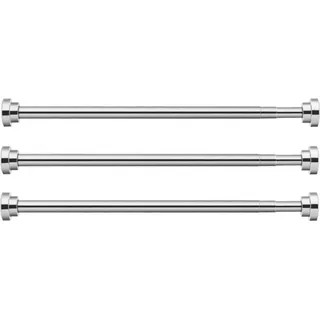 3 Stück - 50 cm Duschvorhangstange ohne Bohren verstellbar von 55 cm bis 85 cm, ausziehbare Teleskopstange für Dusche & Badewanne, Vorhangstange aus Edelstahl zum Einklemmen, Garderobenstange