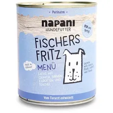 Bild von Menü für Hunde Fischers Fritz mit Lachs aus Wildfang & Quinoa - Nassfutter im 800g Dosenfutter - Premium Hundefutter aus Bayern