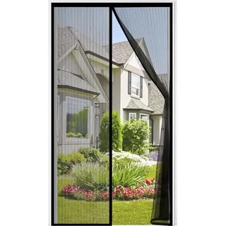 Fliegengitter Magnetisch Insektenschutz 90x240cm Fliegenvorhang für Terrassentür Balkontür Terrassentür Kellertür Stärkere Magnete Klettmontage ohne Bohren Schwarz - Schwarz