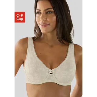 Minimizer-BH NUANCE BY LASCANA, Damen, Gr. 70, Cup C, beige (creme), Microtouch, Obermaterial: 50% Polyamid, 35% Polyester, 15% Elasthan, BHs Minimizer-BH, mit feiner, floraler Spitze und Cut-Out – auch ideal für große Größen
