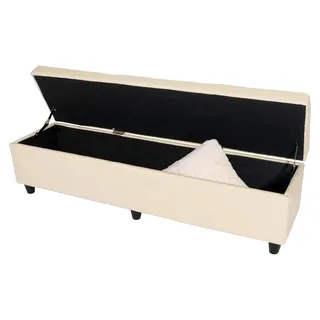 Aufbewahrungs-Truhe Kriens XXL, Leder und Kunstleder, 180x45x45cm - Creme - Creme, Schwarz