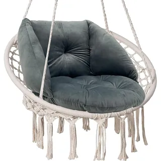 SuperKissen24. Kissen für Hängesessel, Hängestuhl - Runde Sitzkissen mit Silikonfaser - Kissen für Hängeschaukel aus Samtstoff - Hängesitz - Indoor & Outdoor - Dekokissen für Allergiker - Anthrazit