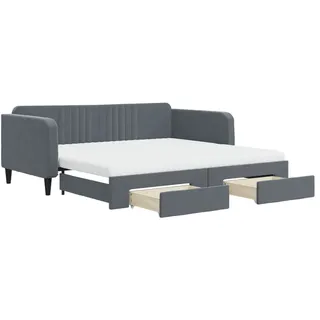 vidaXL Tagesbett Ausziehbar mit Schubladen Dunkelgrau 100x200 cm Samt - Grau