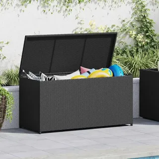 vidaXL Garten-Auflagenbox Schwarz 120x50x60 cm Poly Rattan - Schwarz