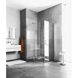 Kermi Eckeinstieg DIGA F2R 12020 - Halbteil rechts, DIF2R12020VAK, Farbe: Silber Hochglanz Echtglas klar