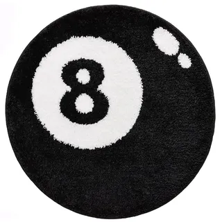 PLNVNVP Billard Teppich Kinderzimmer,Schwarzer 8 Ball Billard Teppich,Rund Billards Anti-Cashmere Teppichs, Kinderzimmer Stuhl Teppichs Badematte (60 x 60 cm)
