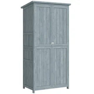 Outsunny Gartenschrank Tannenholz Grau , Holz , 2 Fächer , 54x170x85 cm , Gartenzubehör, Geräteschuppen