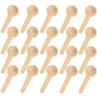 20 Stück Runder Holzlöffel Klein Küchenlöffel, Kochlöffel aus Holz Mini Gewürzlöffel Salzlöffel für Marmeladengläser Dessertlöffel Zucker Kaffee Tee