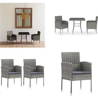 vidaXL 3 tlg. Garten Essgruppe Poly Rattan Schwarz - Gartenmöbel-Set - Gartenmöbel-Sets - Gartentisch Und Stühle - Gartentische Und Stühle - Schwarz