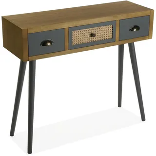 Versa Pandora Schmales Möbelstück für den Eingangsbereich oder Flur, Moderner Konsolentisch, mit 3 Schubladen, Maßnahmen (H x L x B) 79 x 30 x 90 cm, Holz, Farbe: Braun