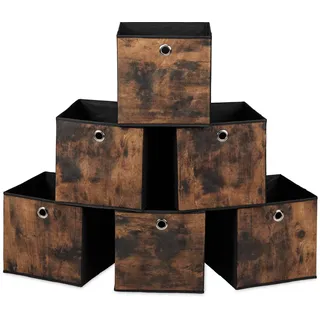 Relaxdays Aufbewahrungsbox 26 x 26 x 26 cm 6-tlg. schwarz/braun