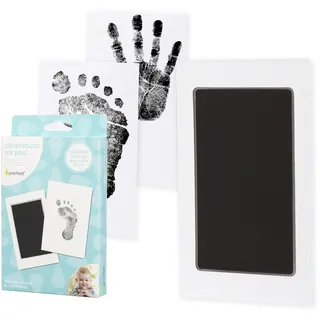 Pearhead Newborn Baby Handprint Or Footprint Clean-Touch Ink Pad Kit, Baby Print, Newborn Keepsake, Black, 2 Uses, Small Size