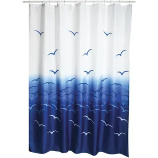 MSV Duschvorhang Möwen 180 x 200 cm blau-weiß