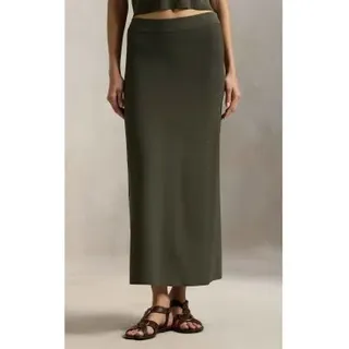 Polo Ralph Lauren für Damen. 211A96323001 Grüner Midirock aus Rippenstrick (L), Lässig, Klassisch, Viskose