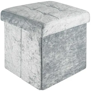 Intirilife Sitzhocker Faltbar mit Samtbezug 38/38/38 cm (Blau) , Karton , 38x38x38 cm , Wohnzimmer, Sessel, Hocker & Hockerbänke, Sitzhocker