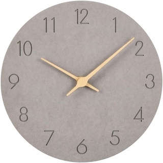 Warminn MDF Holz Wanduhr Ohne TickgeräUsche Lautlos Modern 30cm Quarz Groß Batterie Betriebene Wanduhr Einfach zu Lesen für Zimmer Zuhause KüChe Schlafzimmer BüRo Schule (Grau)